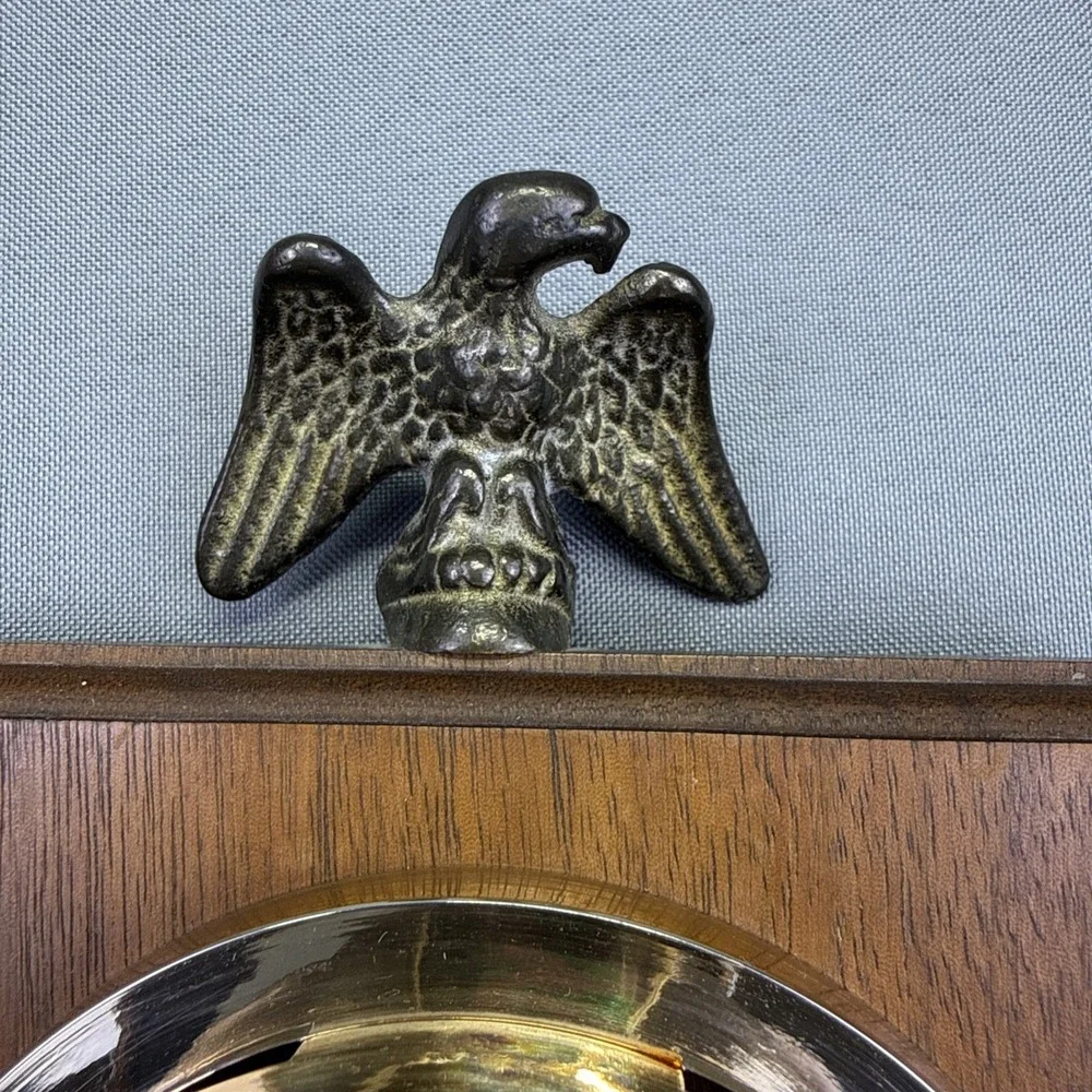 Vintage Springfield Wall Thermometer Brass Eagle Made In USA 7.25